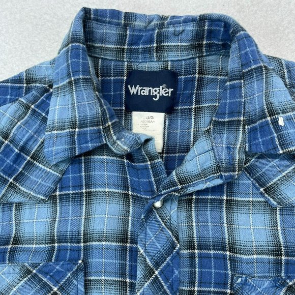 Wrangler Pearl Snap Short Large Men's Flannel Lightweight Western Wear - Picture 3 of 10